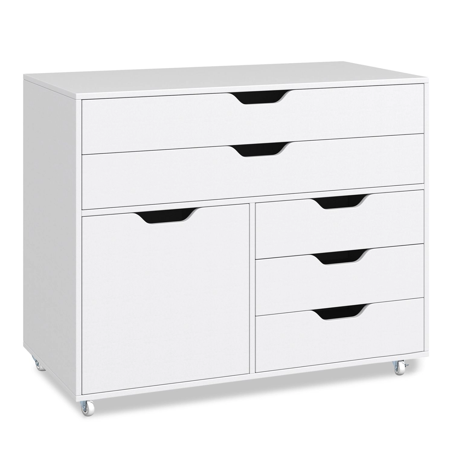 SlickBlue 5 Drawer Mobile Storage Cabinet with Door and Wheels