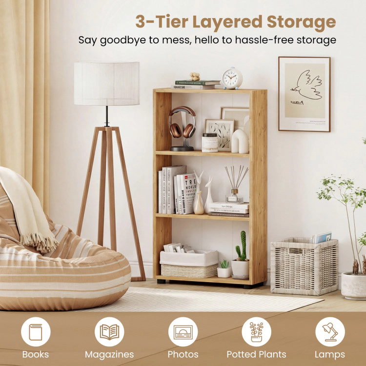 Hivvago 3-Tier Bookcase 42 inch Tall Book Shelf with Anti-Tipping Kit