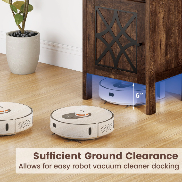 Hivvago Living Room & Bedroom Robot Vacuum Organizer Cabinet with Shelving