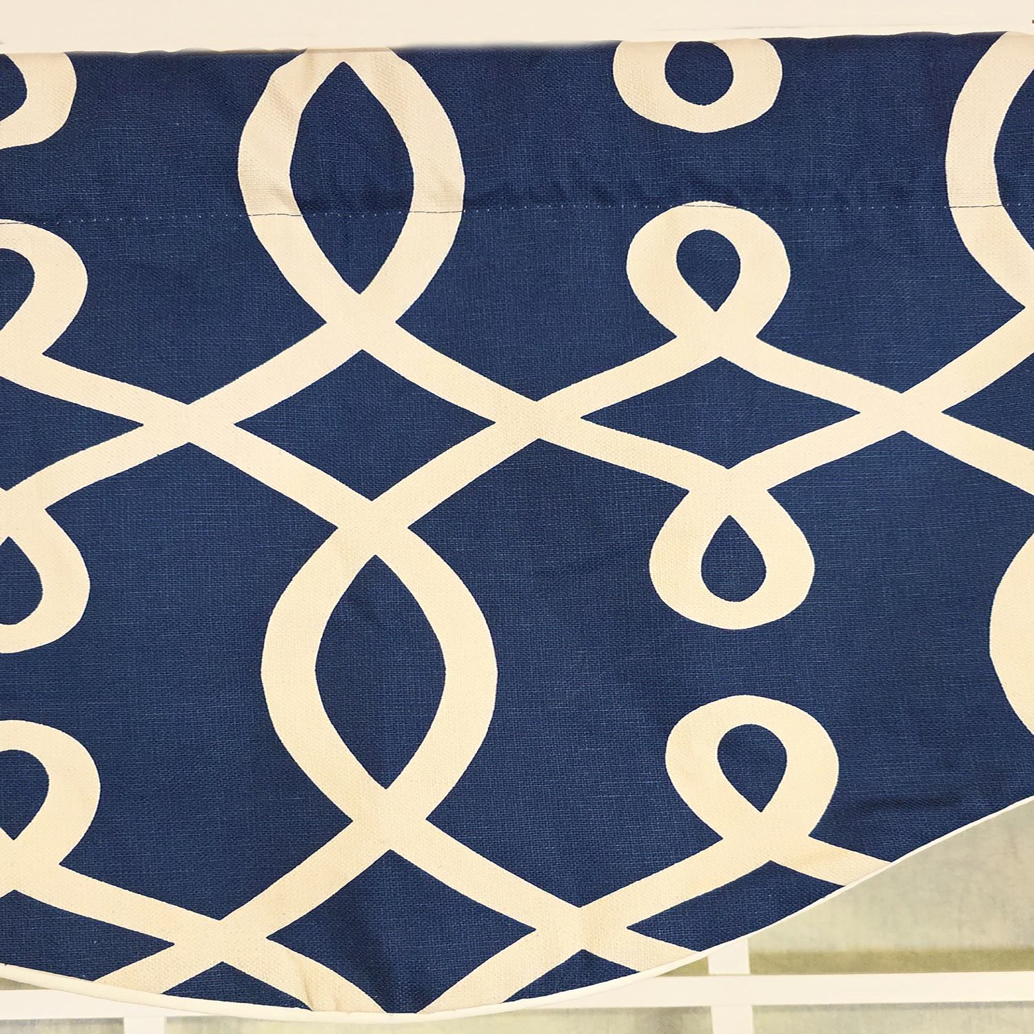 RLF Home Oblique Cornice 100% Cotton Rod Pocket Lined  Window Valance 50" x 17" Navy