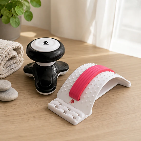 Pursonic Unisex Total Body Relaxation Bundle: Handheld Electric Sport Massager + Back Stretching Device