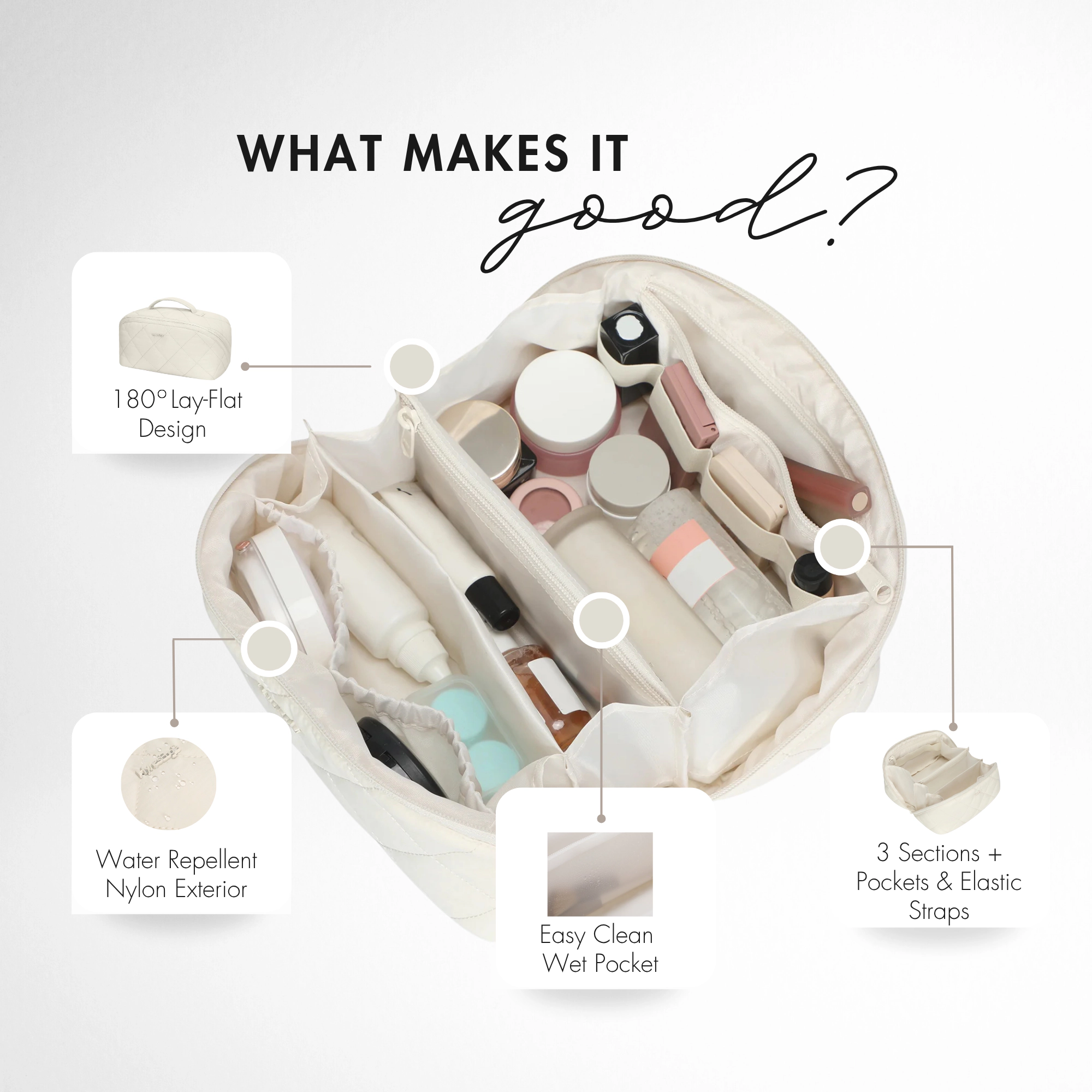 Hynes Eagle Women's Quilted Makeup Bag Organizer