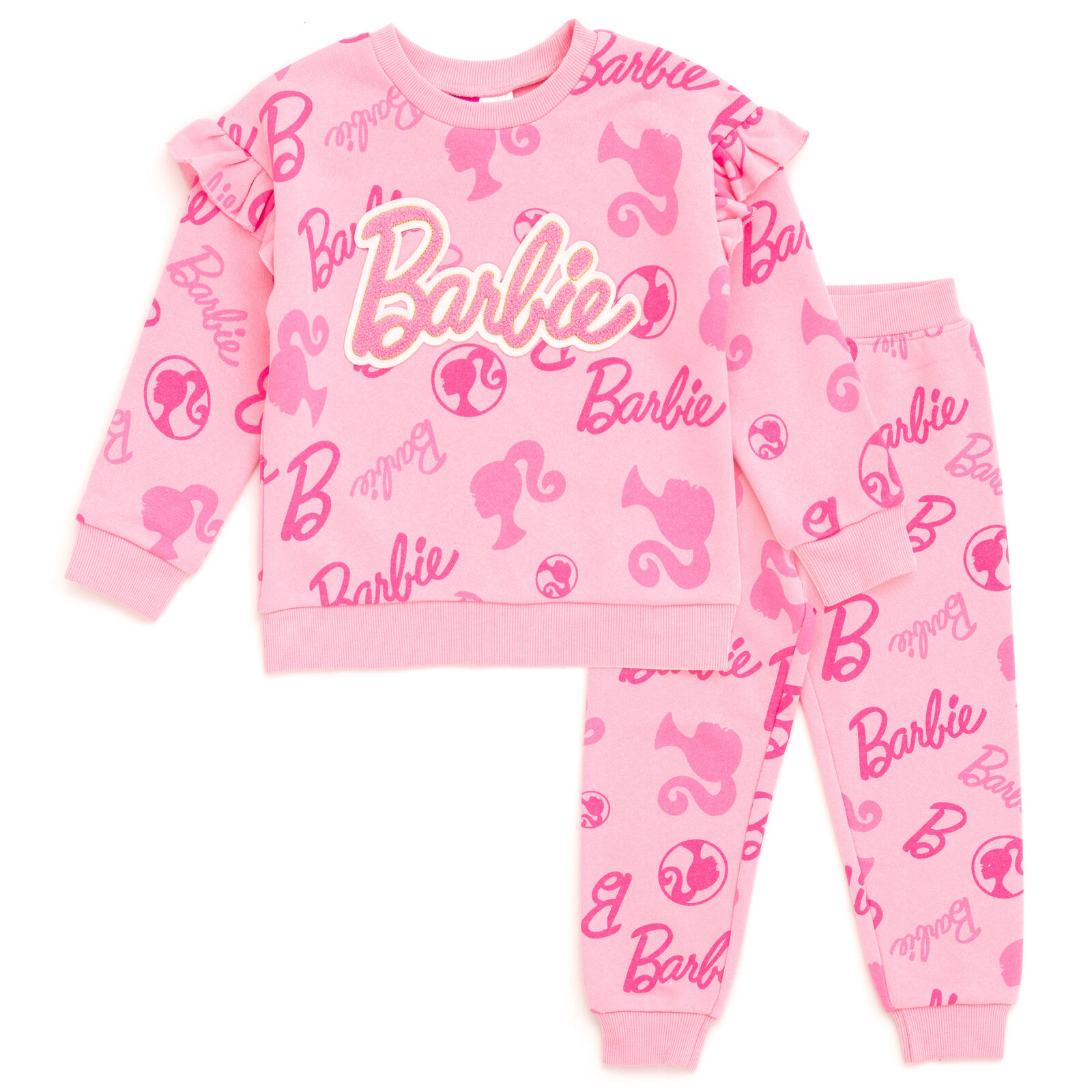 Barbie Girls' 2-Piece Fleece Sweatshirt and Joggers Set