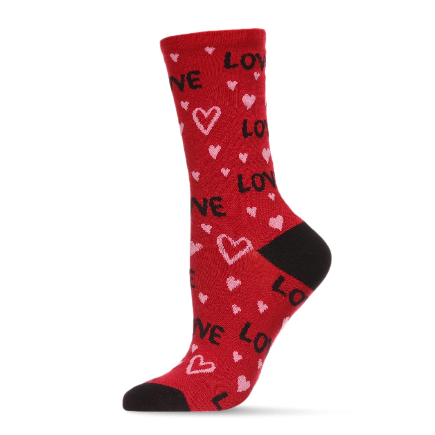 MeMoi Women's Love and Hearts Bamboo Blend Crew Socks