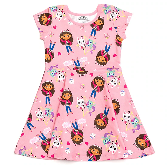 Dreamworks Gabby's Dollhouse Girls' Short Sleeve Skater Dress