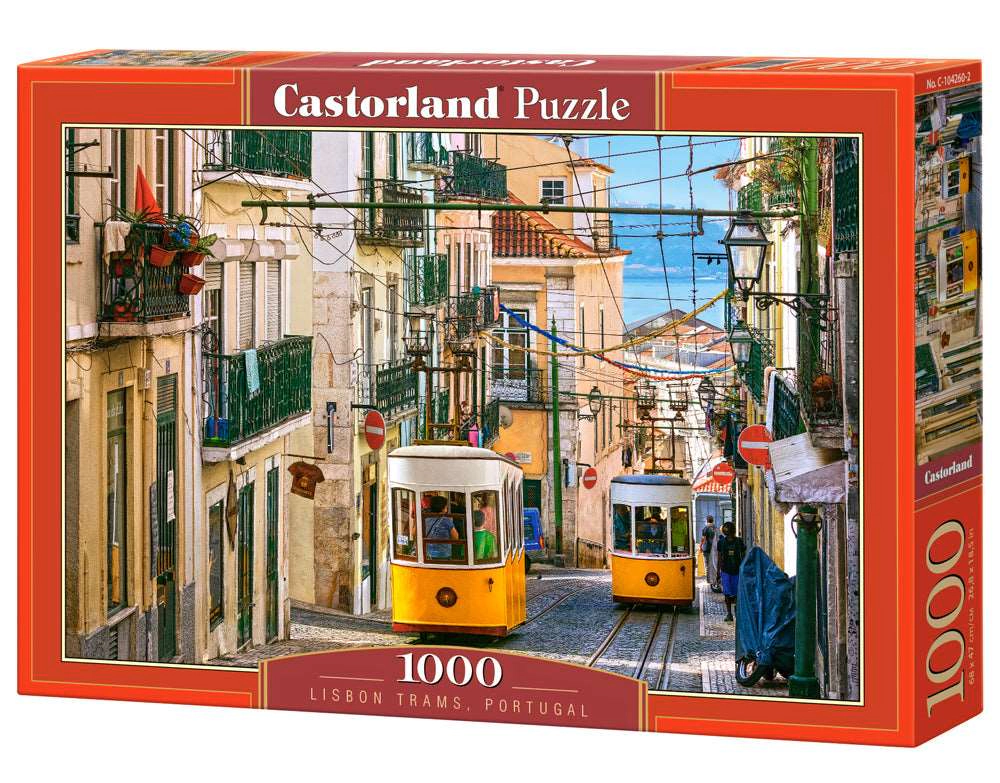 CASTORLAND 1000 Piece Jigsaw Puzzle, Lisbon Trams, Portugal, European puzzle, Sister city of San Francisco, C-104260-2