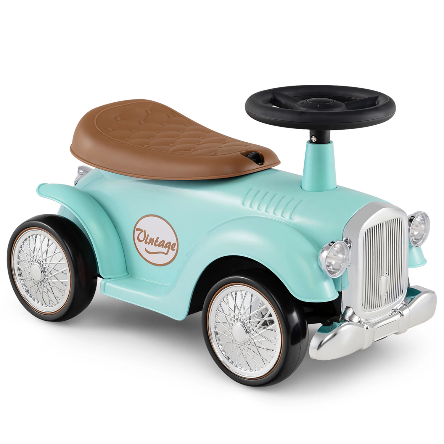 LJG Kids Sit to Stand Vehicle with Working Steering Wheel and Under Seat Storage