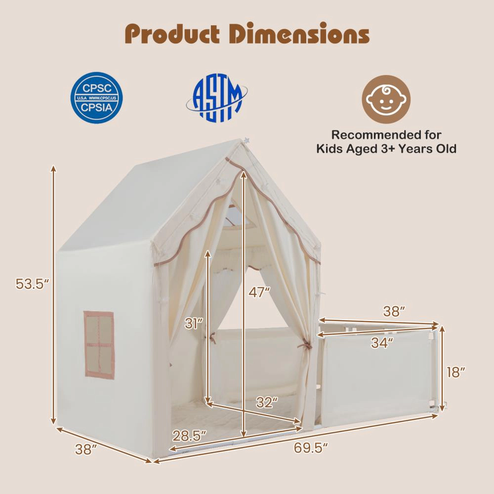 Hivvago Kids Play Tent with Playpen 2-in-1 Toddler Playhouse Yard