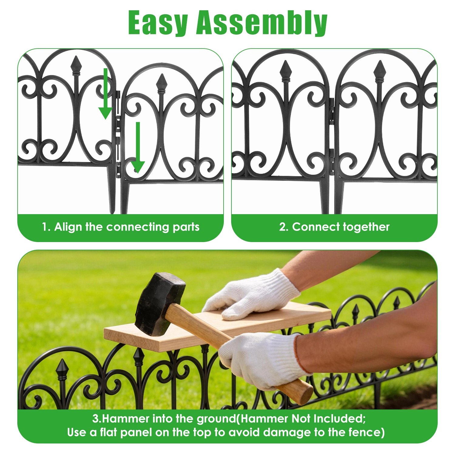 GBruno 10-Piece No-Dig Garden Edging Fence Panels