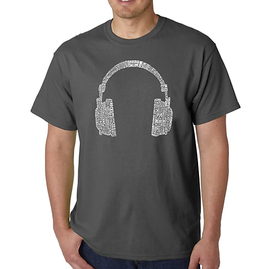 LA Pop Art Men's Word Art T-shirt - Headphones