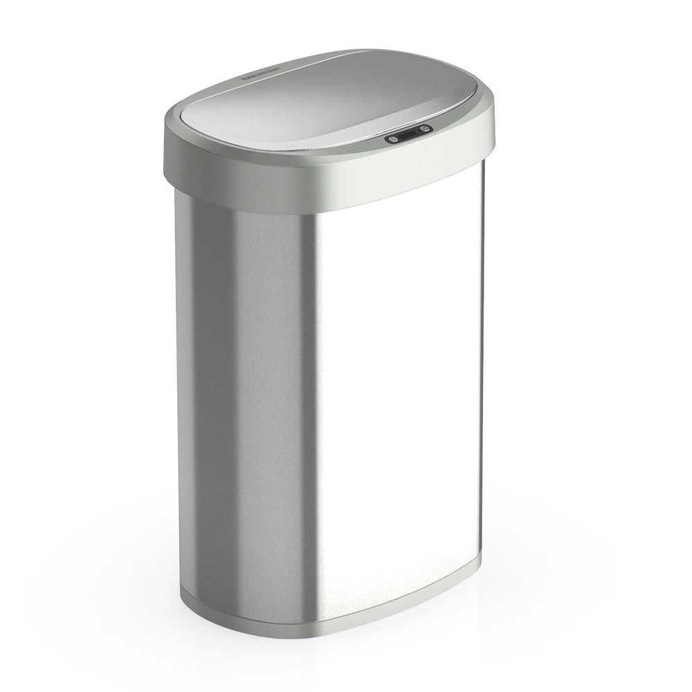 Ninestars Oval 13-Gallon Stainless Steel Motion Sensor Trash Can