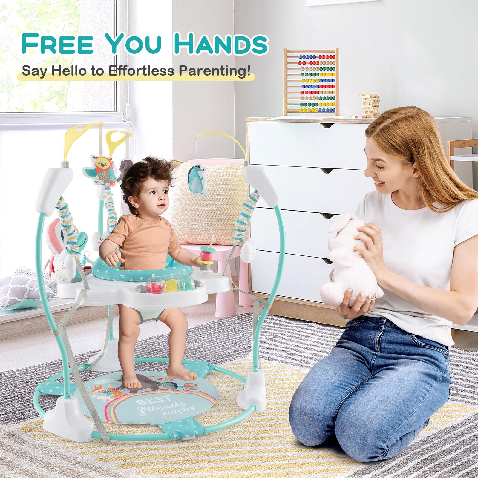 SlickBlue Multi-Height kids Play Center for 6+ Months with Bounce Function