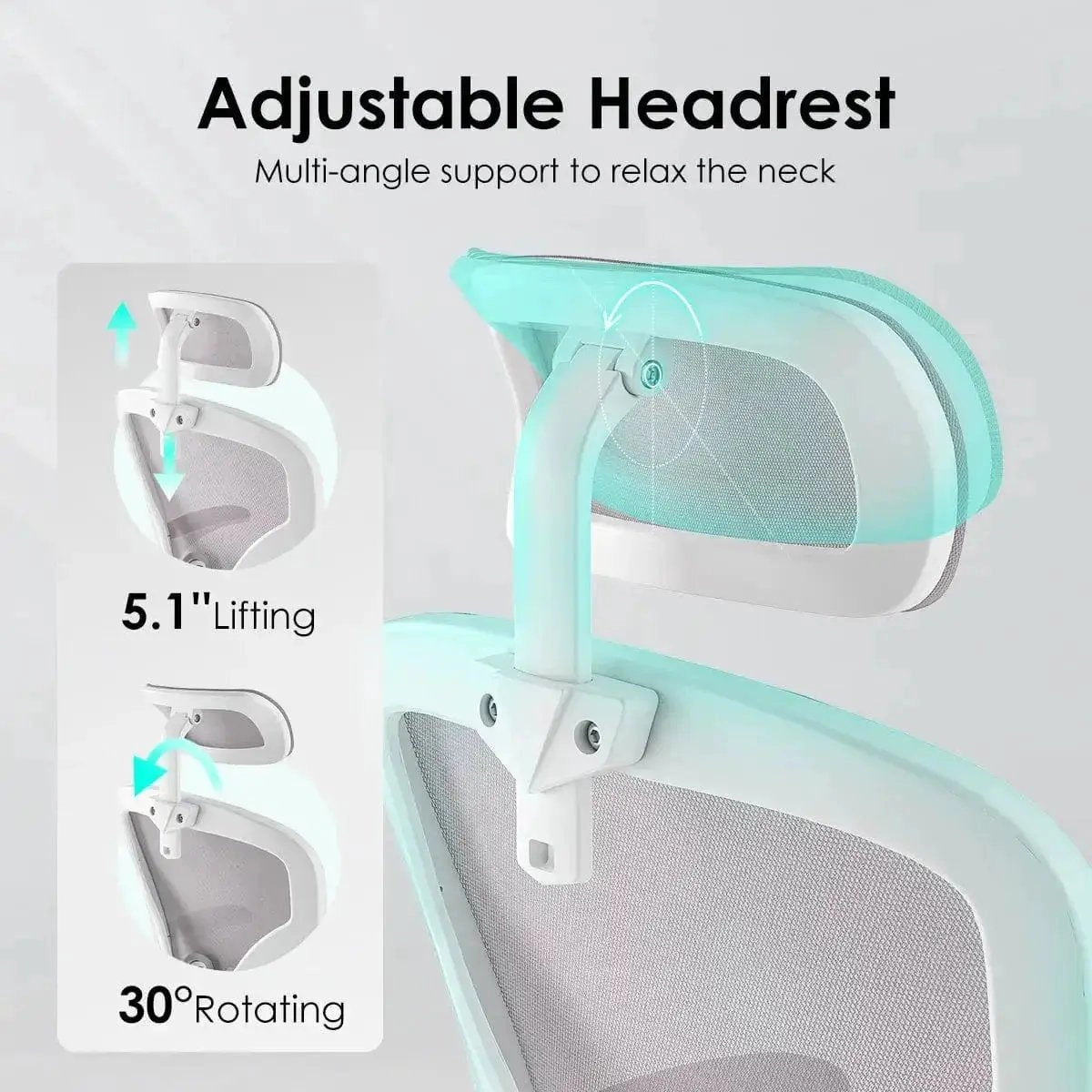 Platinum-Level Office Chairs White Gray Ergonomic Office Chair High Back Lumbar Support Headrest