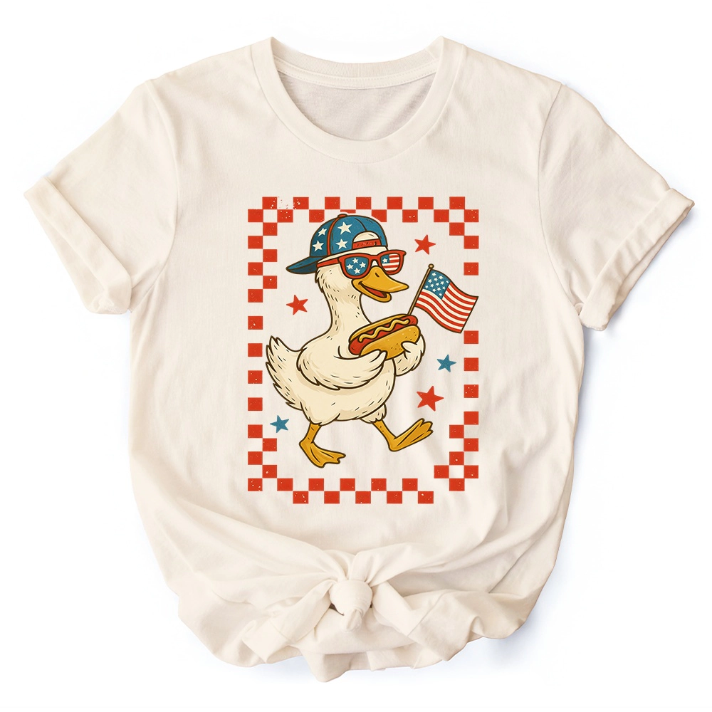 OrnamentallyYou Unisex 4th Of July Patriotic Duck T-Shirt