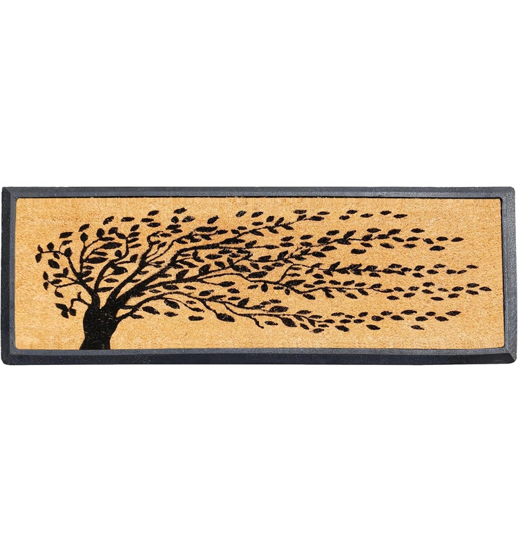 A1HC Coir and Rubber Door Mat 48x18 Inches Heavy Duty Durable Low-Profile Falling Leaves