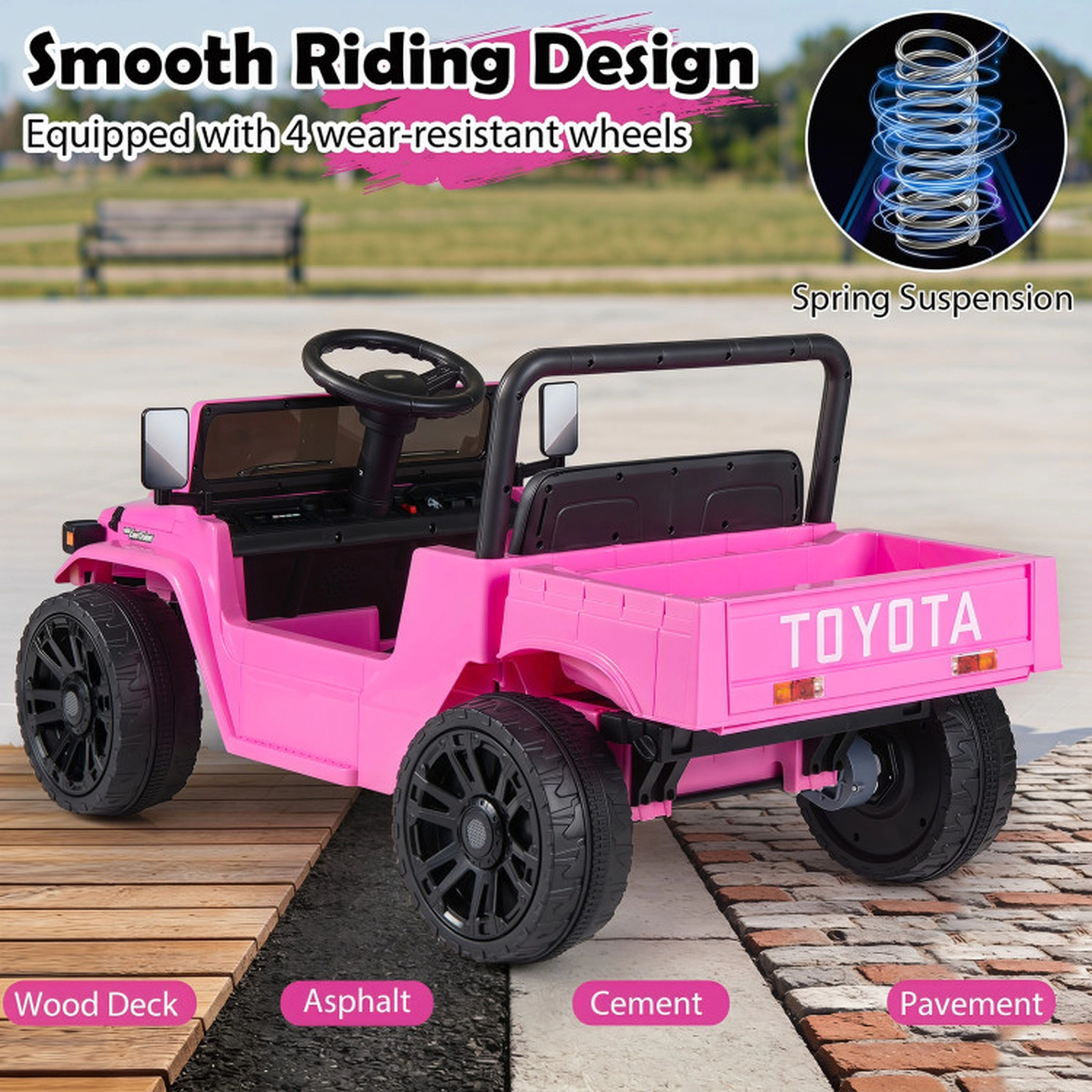 SUGIFT 12V Electric Ride On Truck with Remote Control, Electric Dump Bed & Music 66-lb Seat 22-lb Dump Bed Ages 3-6 Pink