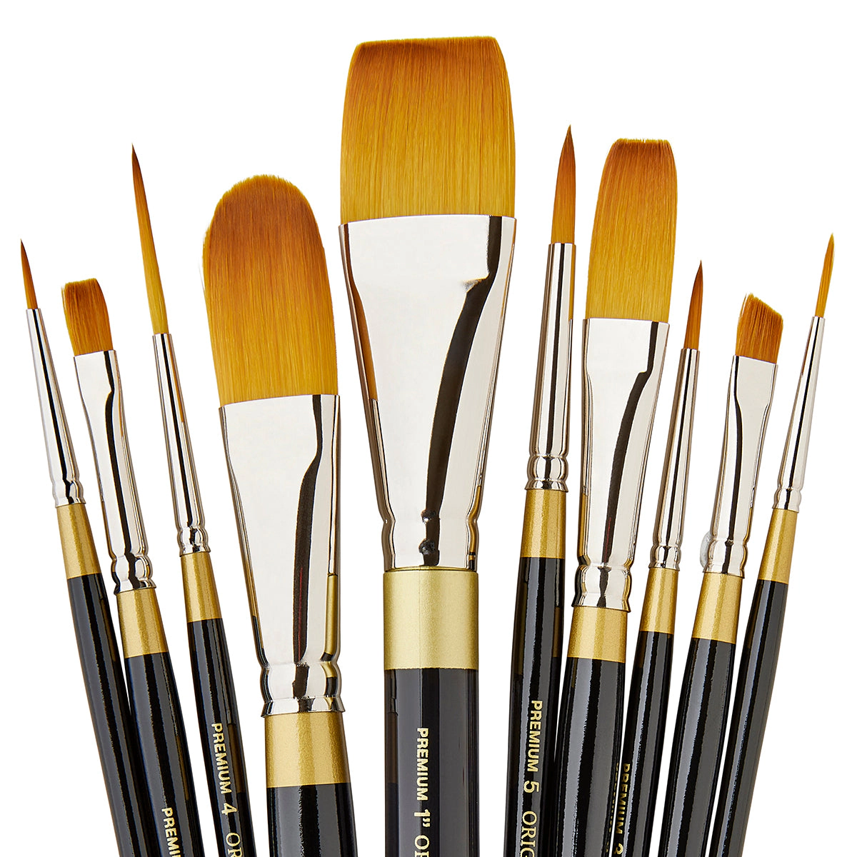 KINGART Original Gold® Golden Taklon 10-Piece Multimedia Brush Set