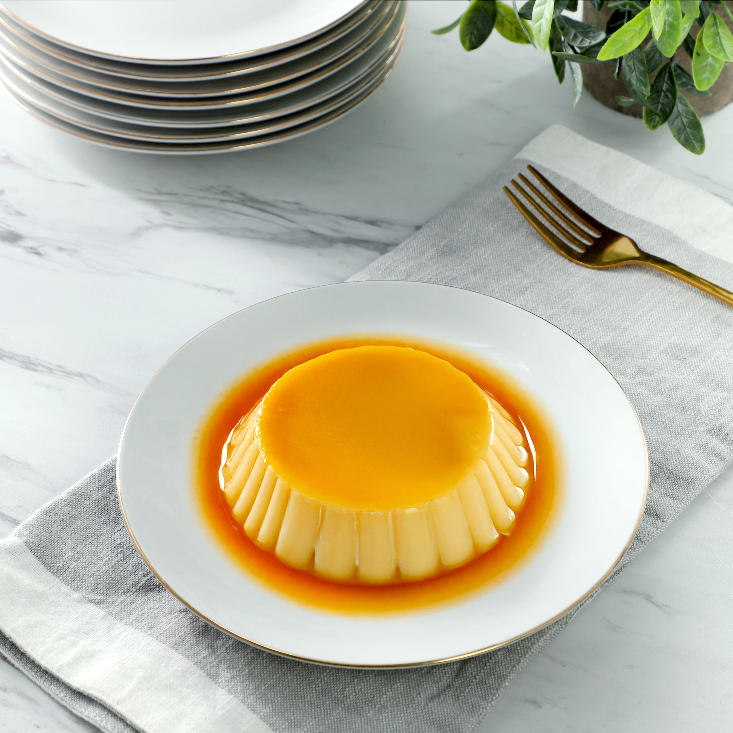 Gibson Home Ogalla 8 Piece 7.5 Inch Gold Banded Fine Ceramic Dessert Plate Set
