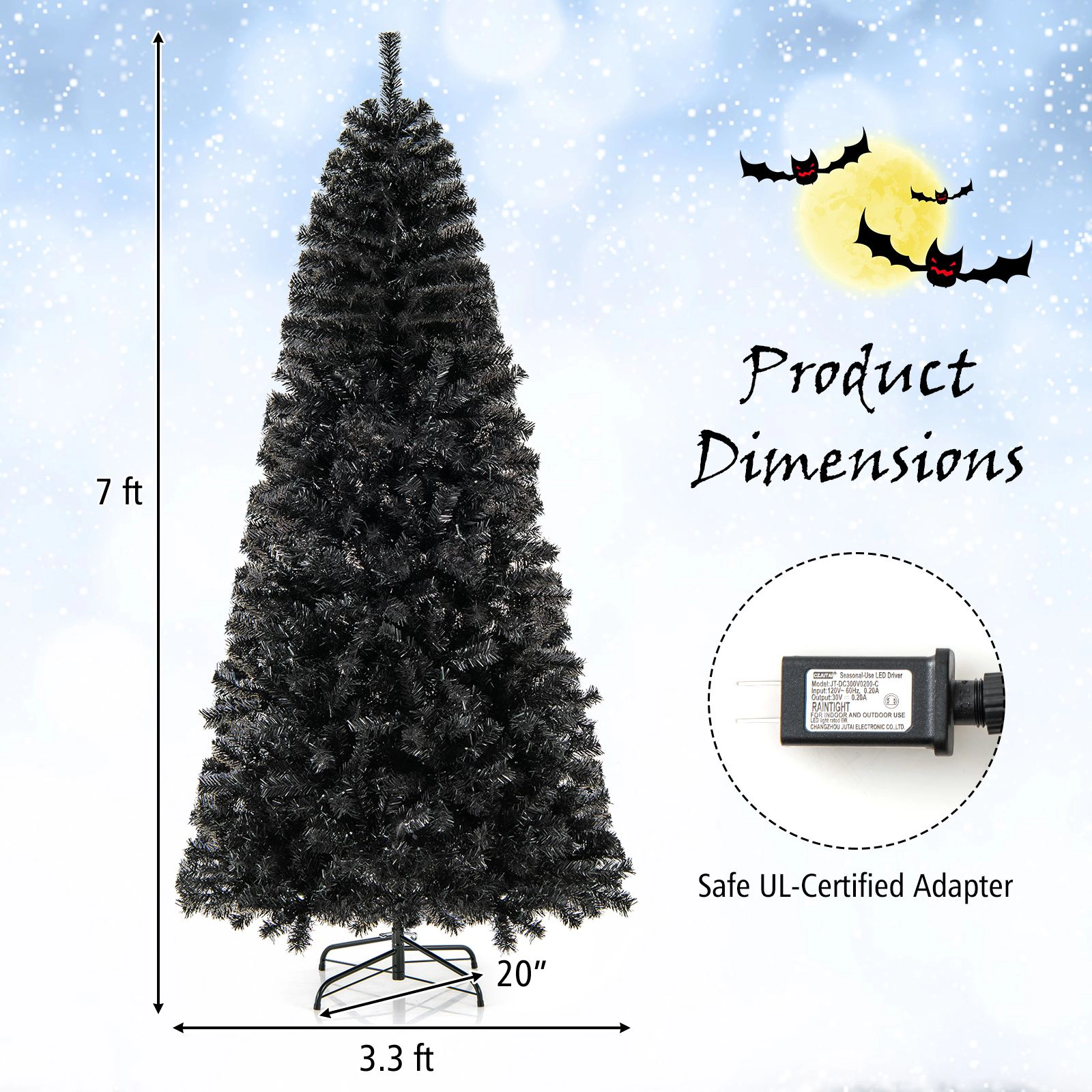 SlickBlue Black Artificial Halloween Tree with Adjustable Top