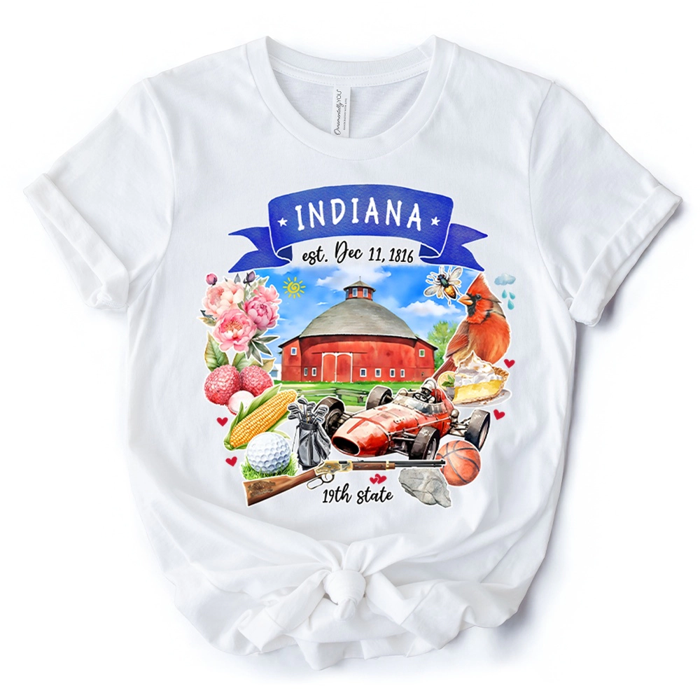 OrnamentallyYou Unisex Artistic Indiana State Themes And Landmarks T-Shirt
