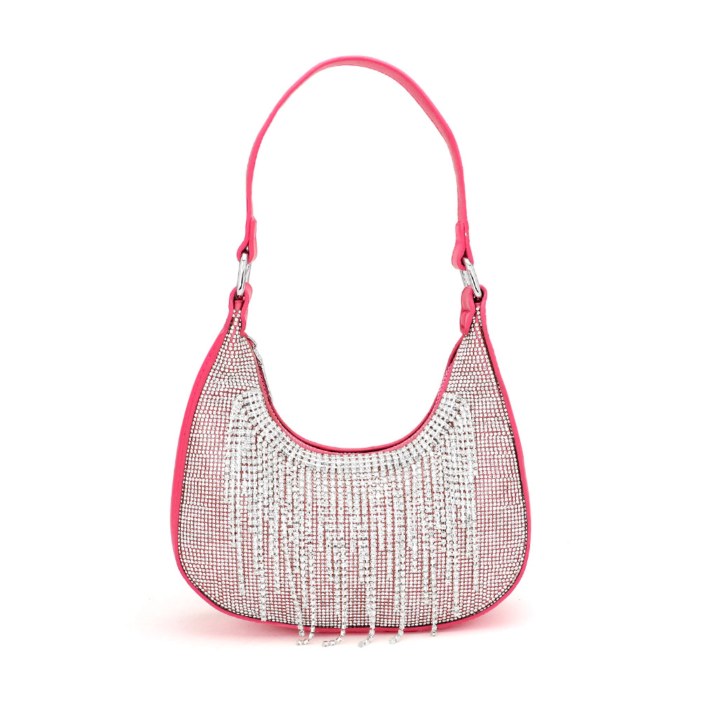 FASHNZFAB Rhinestone Fringe Evening Shoulder / Crossbody Bag