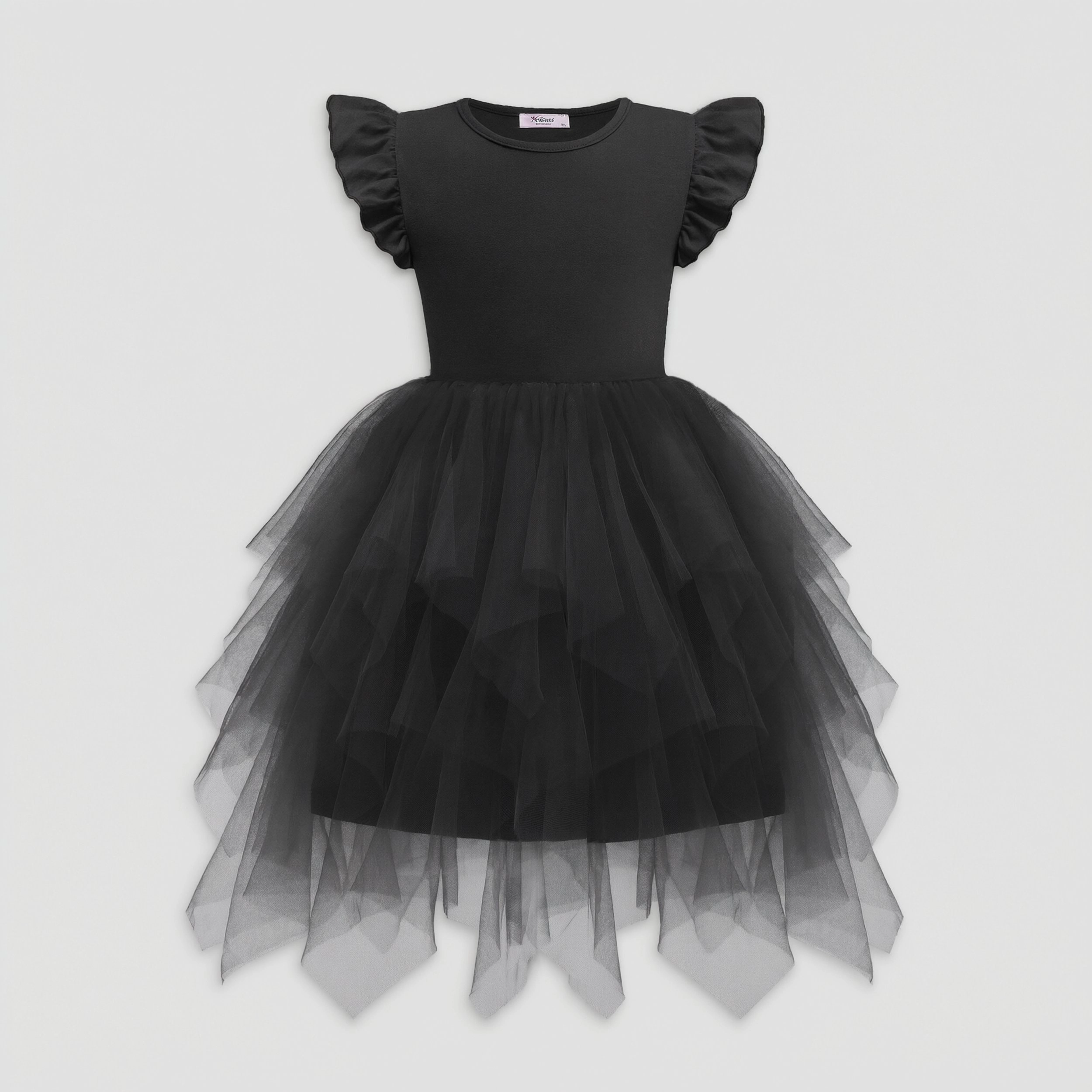 Arshiner Little Girls Ruffle Sleeve Irregular Tulle Tutu Princess Birthday Party Dress