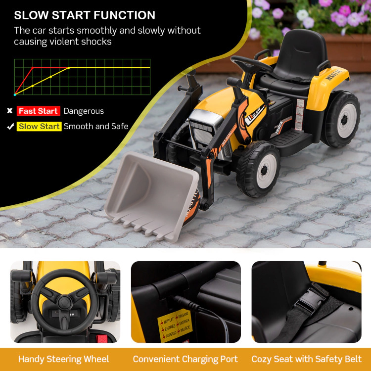 Hivvago 12V Battery Powered Kids Ride on Excavator with Adjustable Arm and Bucket