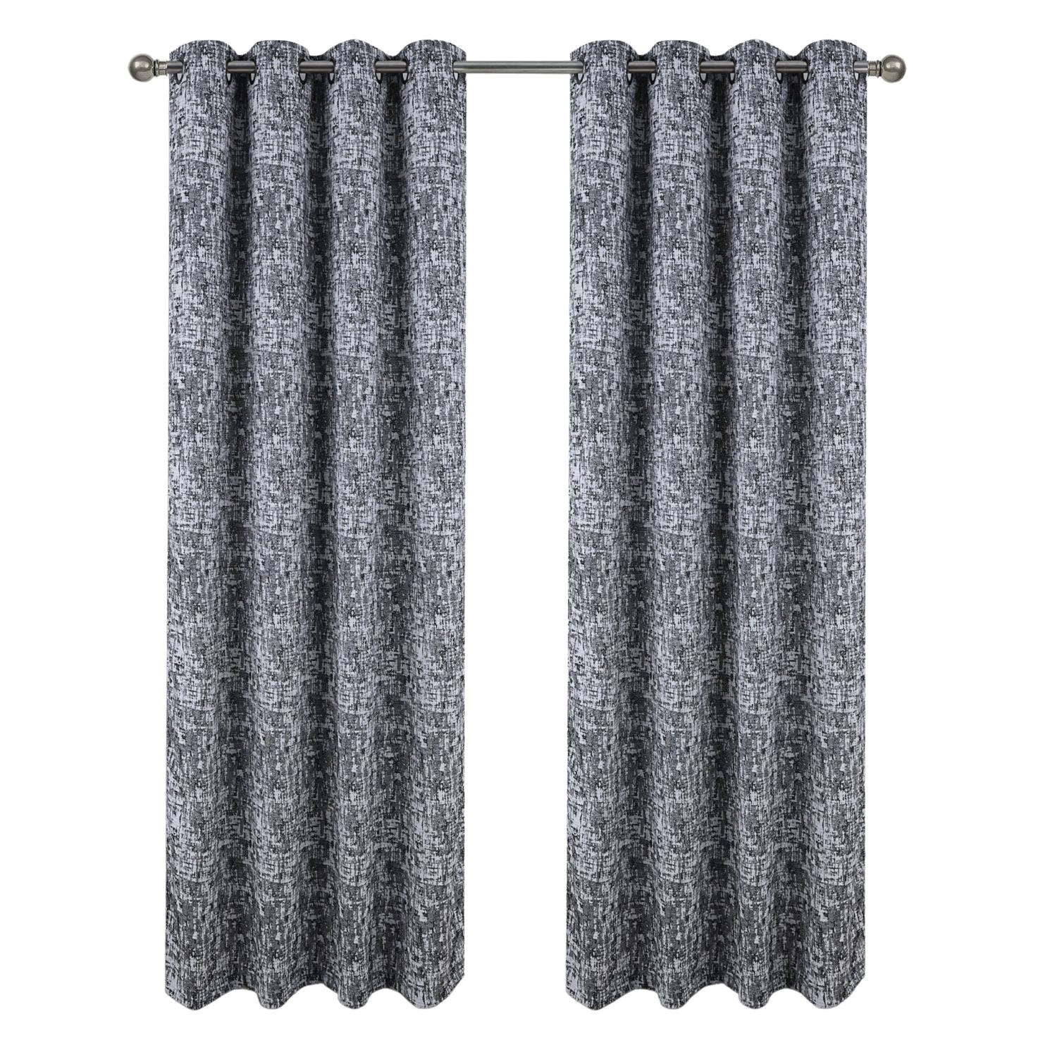 RT Designer Collection Cambridge Jacquard Luxurious Decorative Grommet Curtain Panel 54" x 90" Charcoal