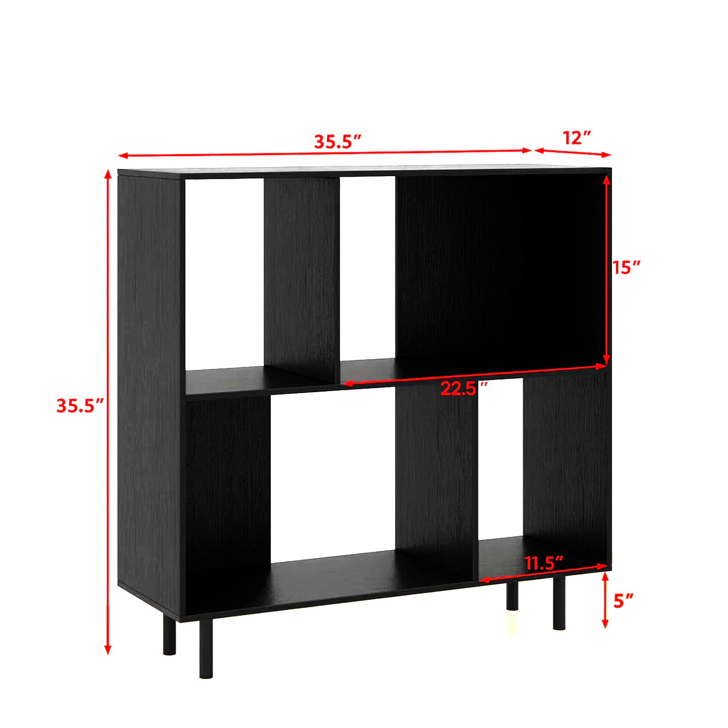 Hivvago Open Bookcase with 4 Spacious Storage Compartments