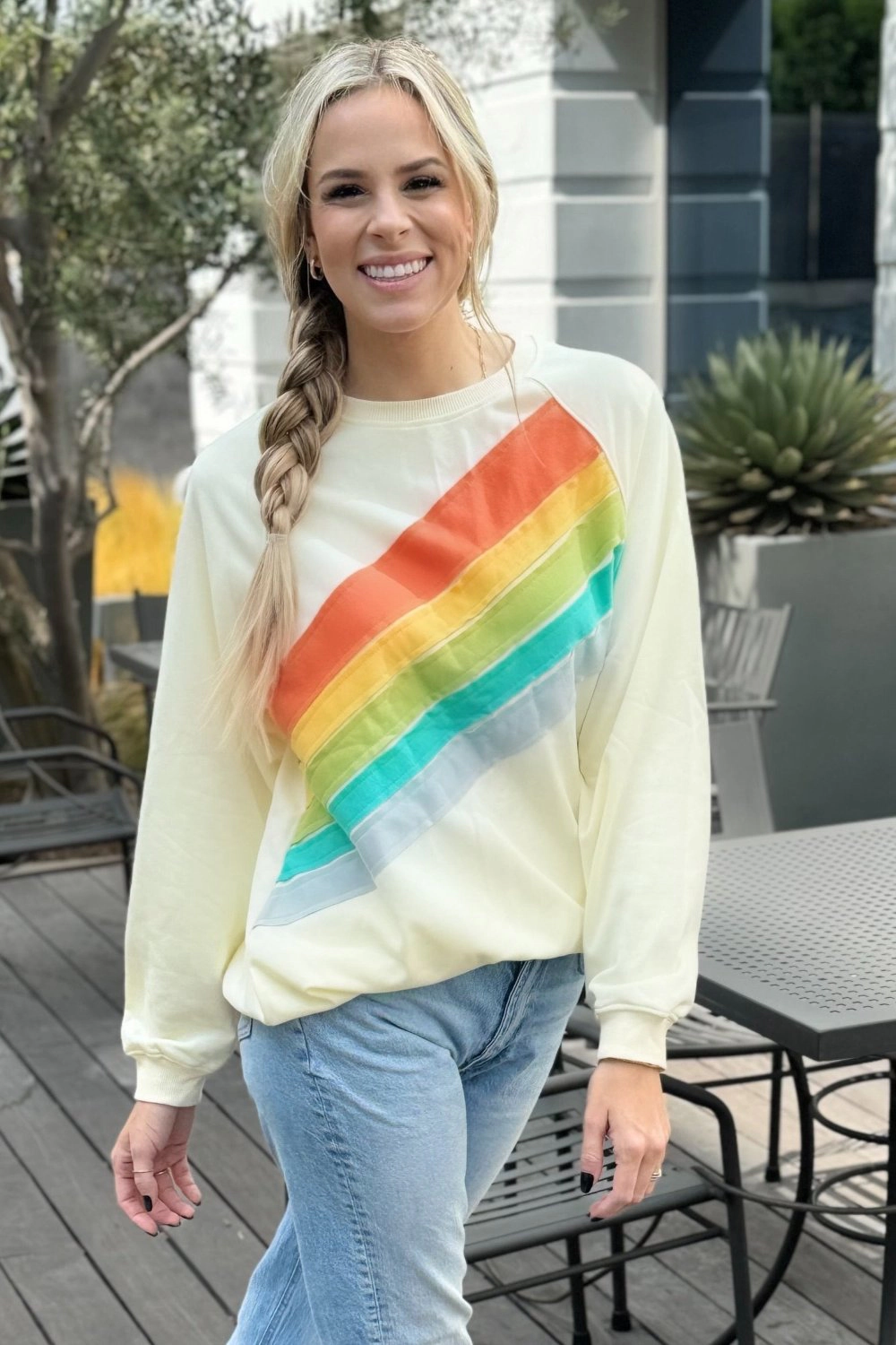 Threaded Pear Women's Penelope Striped Pullover Sweatshirt