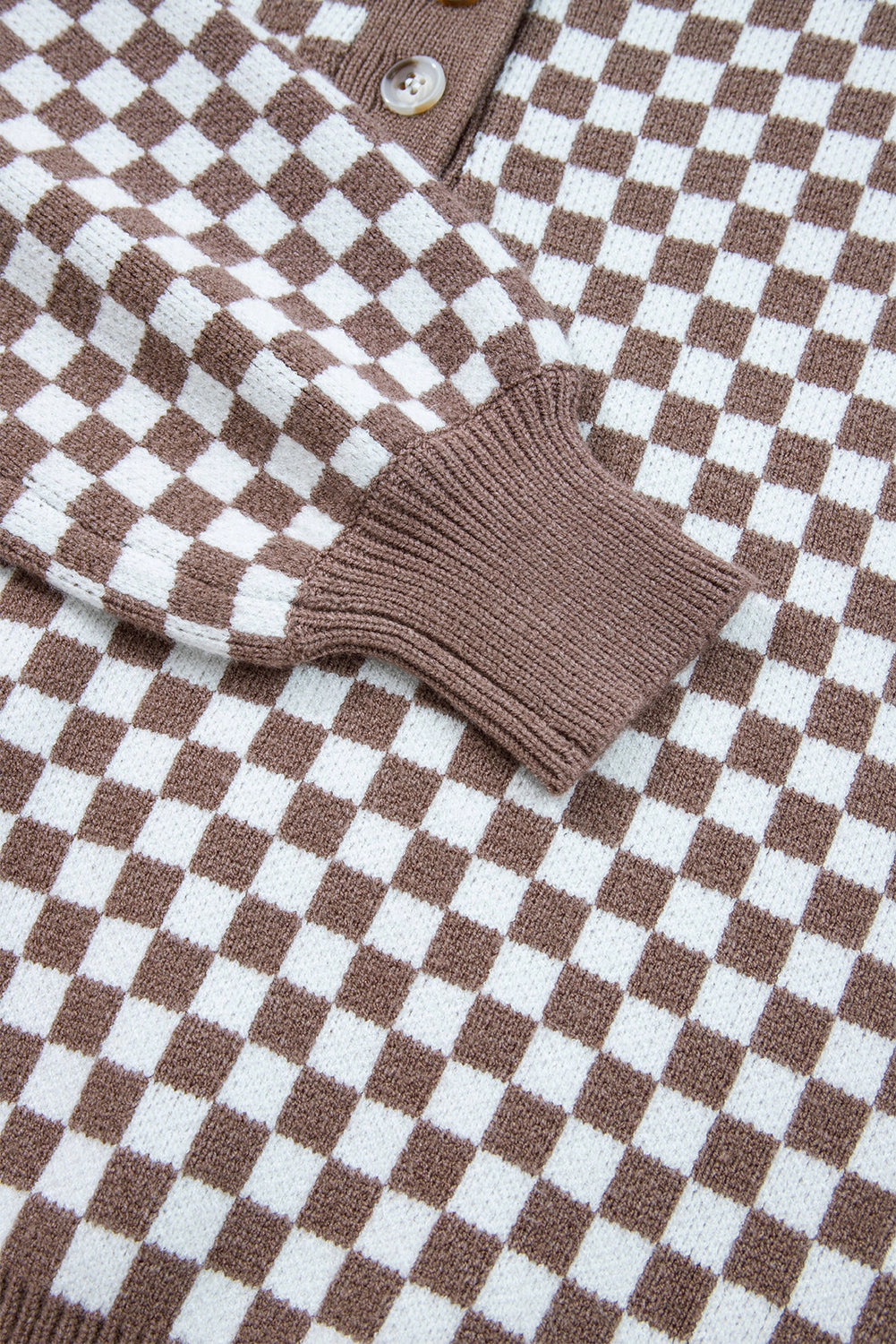 Threaded Pear Women's Mckinley Trim Checkerboard Knit Sweater