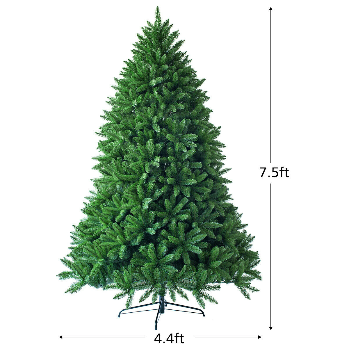 Glintex 7.5-Ft Unlit Christmas Tree with 1968 Branch Tips and Metal Frame, Green