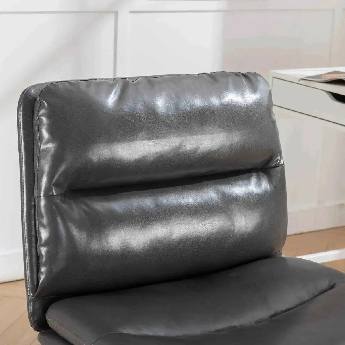 Platinum-Level Office Chairs Bizerte Height-Adjustable Criss-Cross Swivel Chair, Wide Seat, PU Leather & Vanity