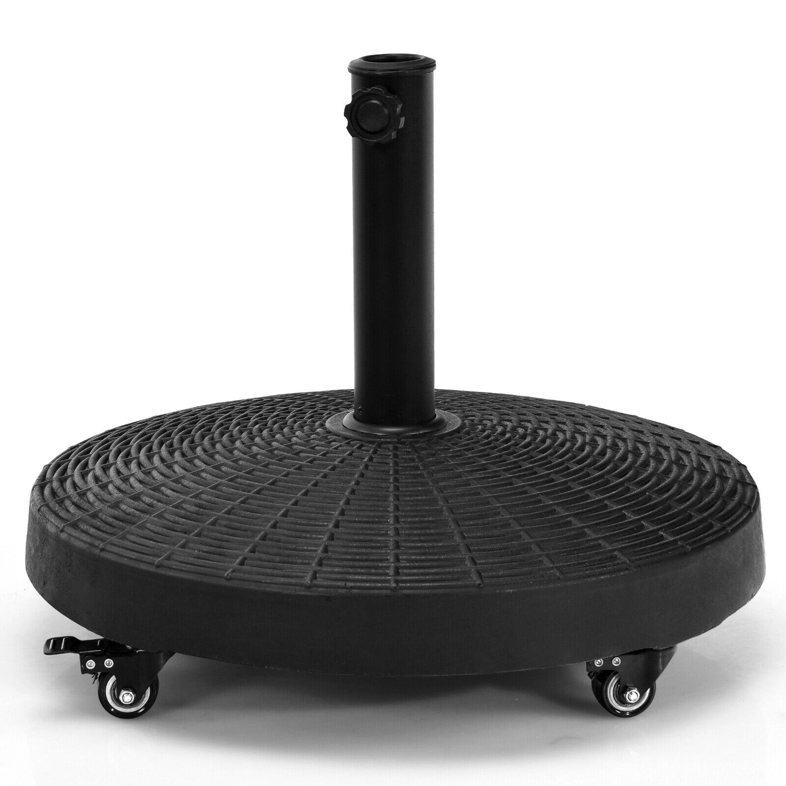SUGIFT 50-lb Black Resin Patio Umbrella Base with Lockable Wheels