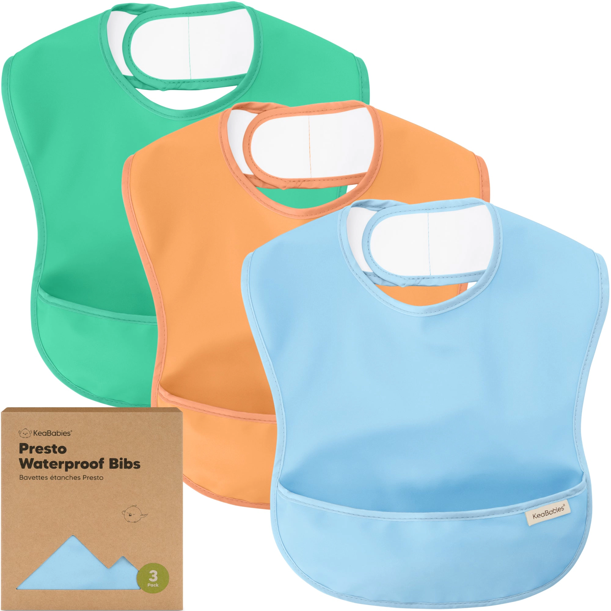 KeaBabies 3-Pack Presto Waterproof Bibs