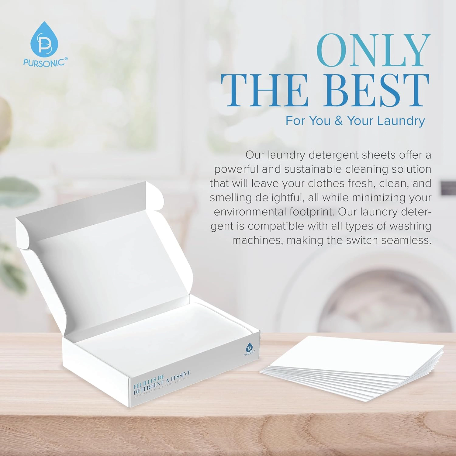 Pursonic Unisex Eco-Friendly Laundry Care Set: Detergent Sheets & New Zealand Wool Dryer Balls