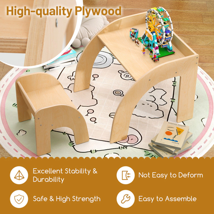 Hivvago Kids Table And Chair Set With Wide Tabletop Curved Edges For Room