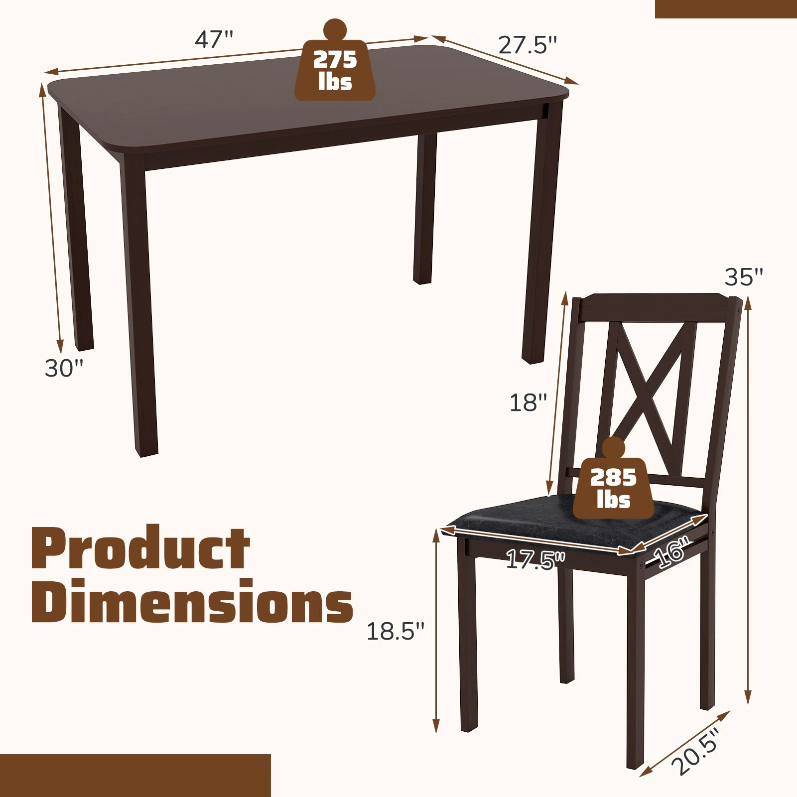 SlickBlue 5 Piece Dining Set with Table and 4 Chairs
