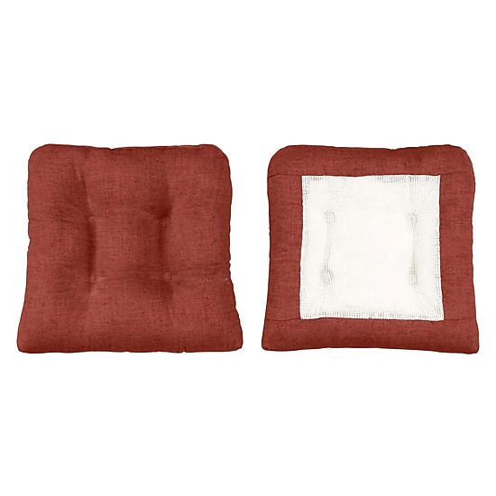Ellis Lisa Solid Color Poly Cotton Durable Duck 16" Non Skid Chair Pad Adding Comfort Styling Dining Chairs 16"x16" Red