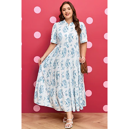 Threaded Pear Women's Angelica Floral Ruffled Strap Maxi Dress