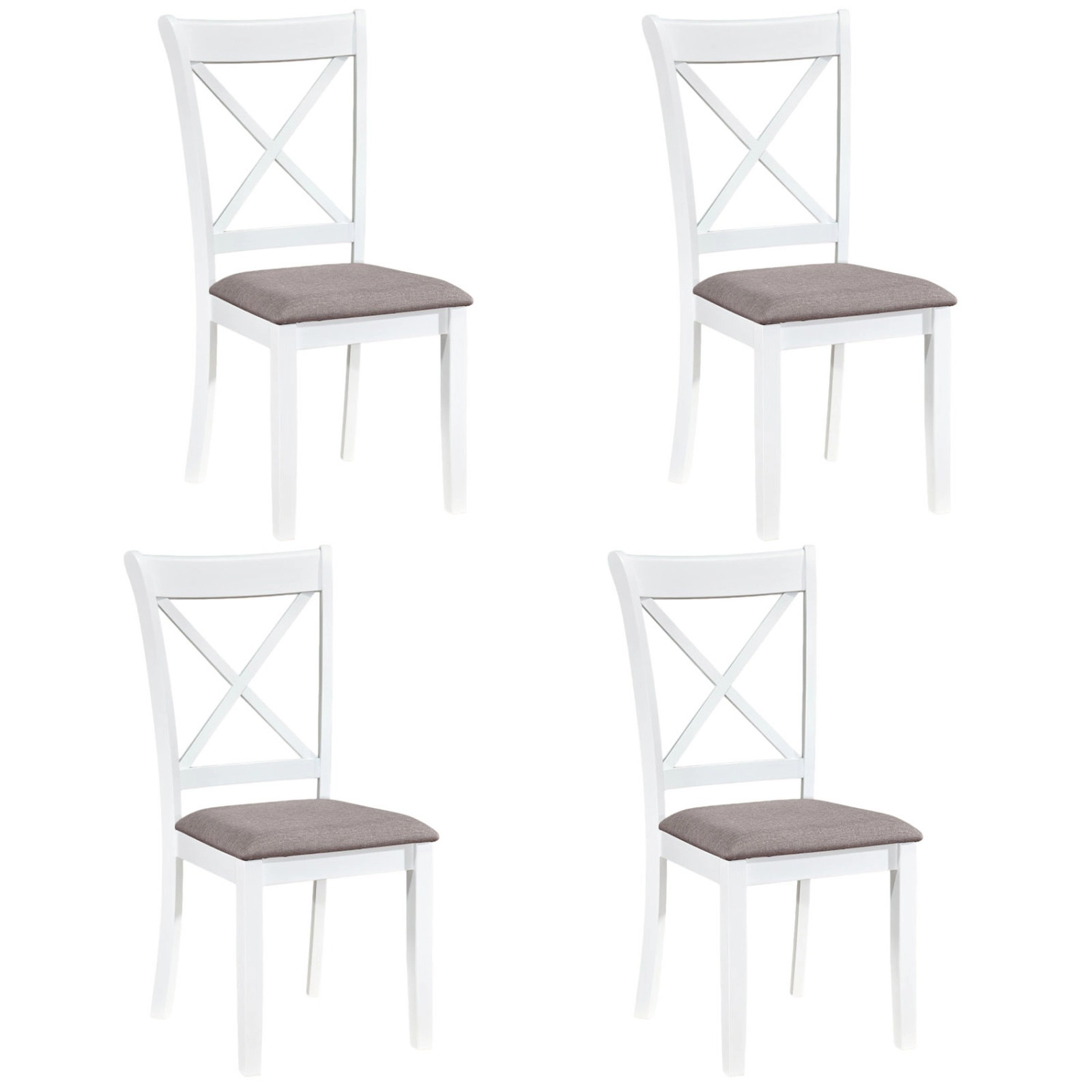 SUGIFT Breathable Hollow-Back Dining Chairs 330-lb Capacity White & Gray with Padded Linen Seat