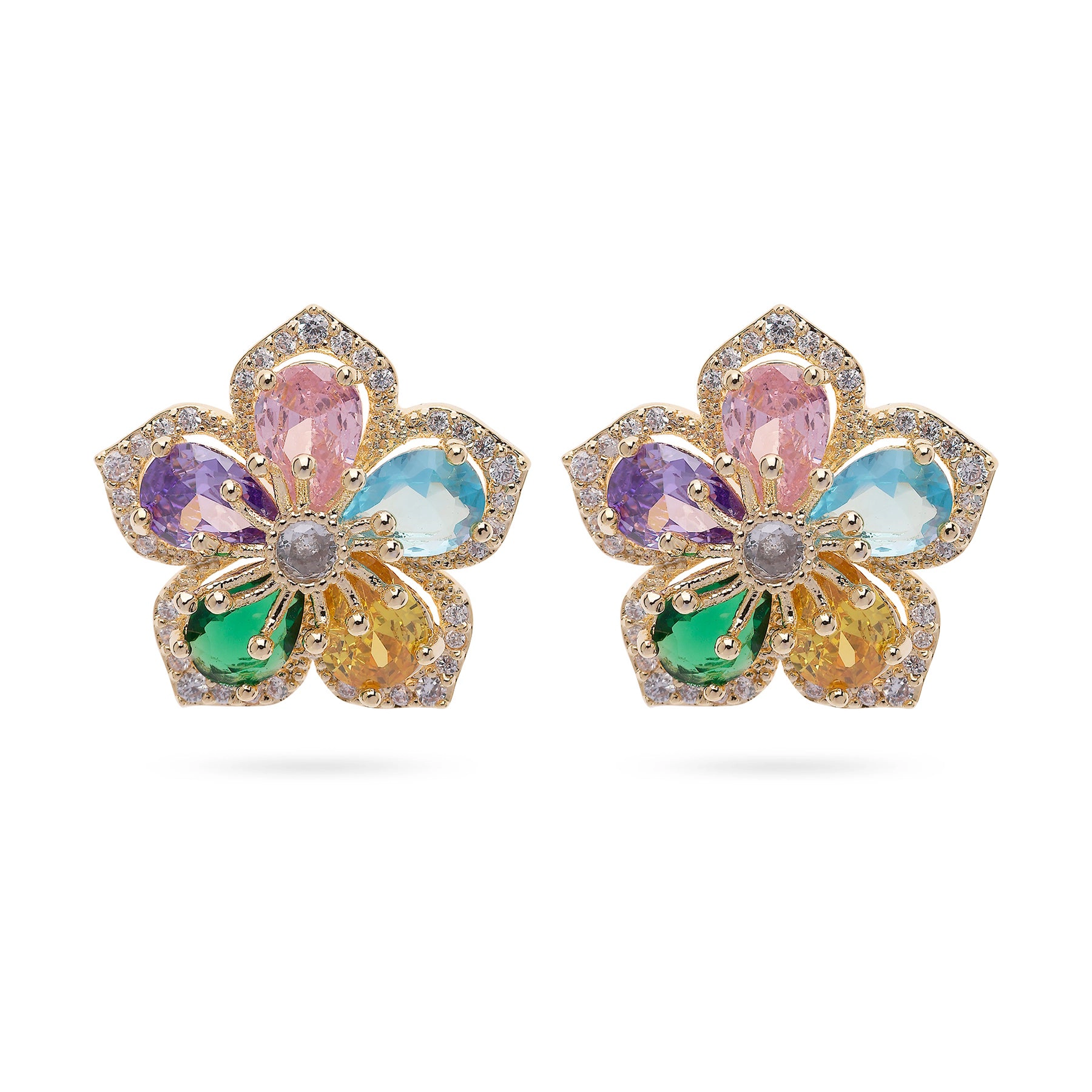 AGP PARIS Womens Multicolored blooming Stud Earrings