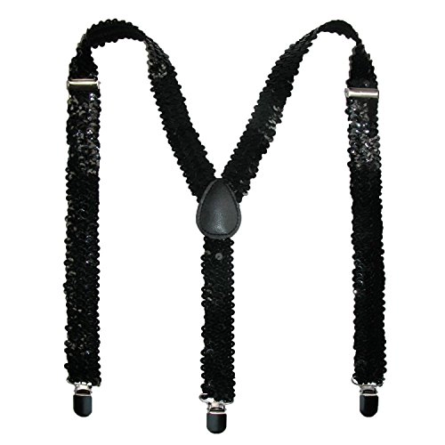CTM Women's Elastic Sequins Clip-End Suspenders