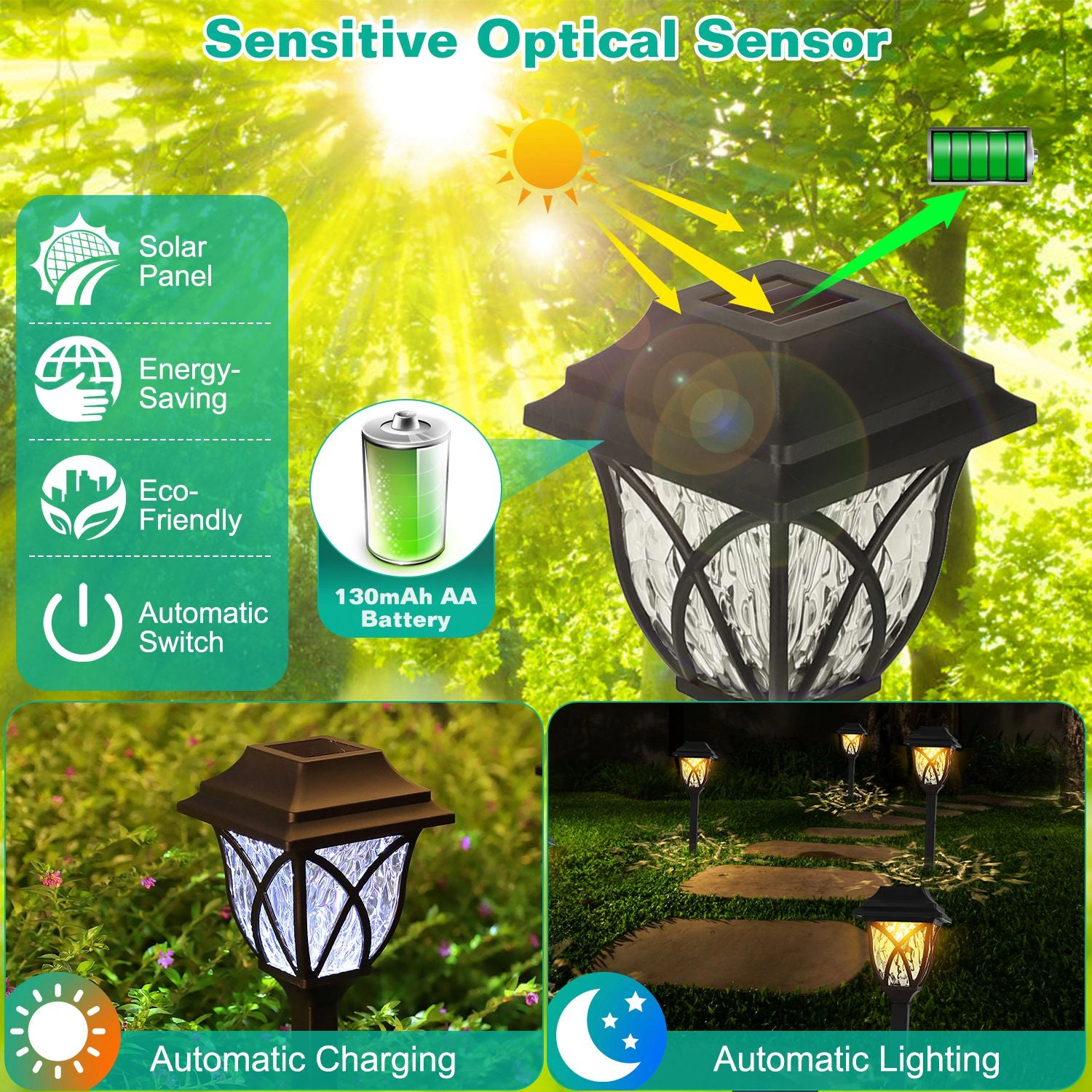 GBruno Solar Powered 6-Pc Stake Light Set