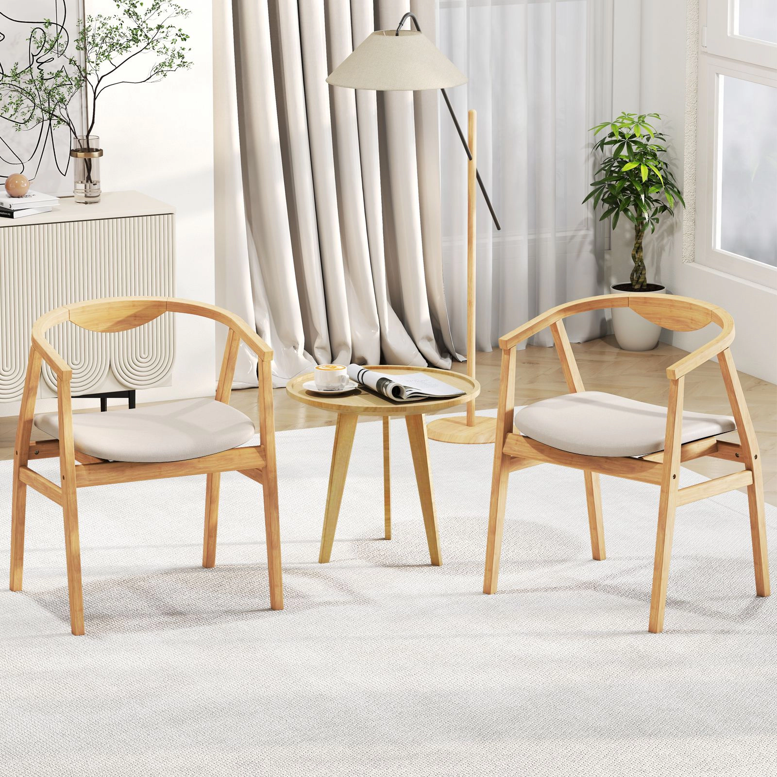 SlickBlue Natural Wicker Accent Chair with Sponge Padded Seat