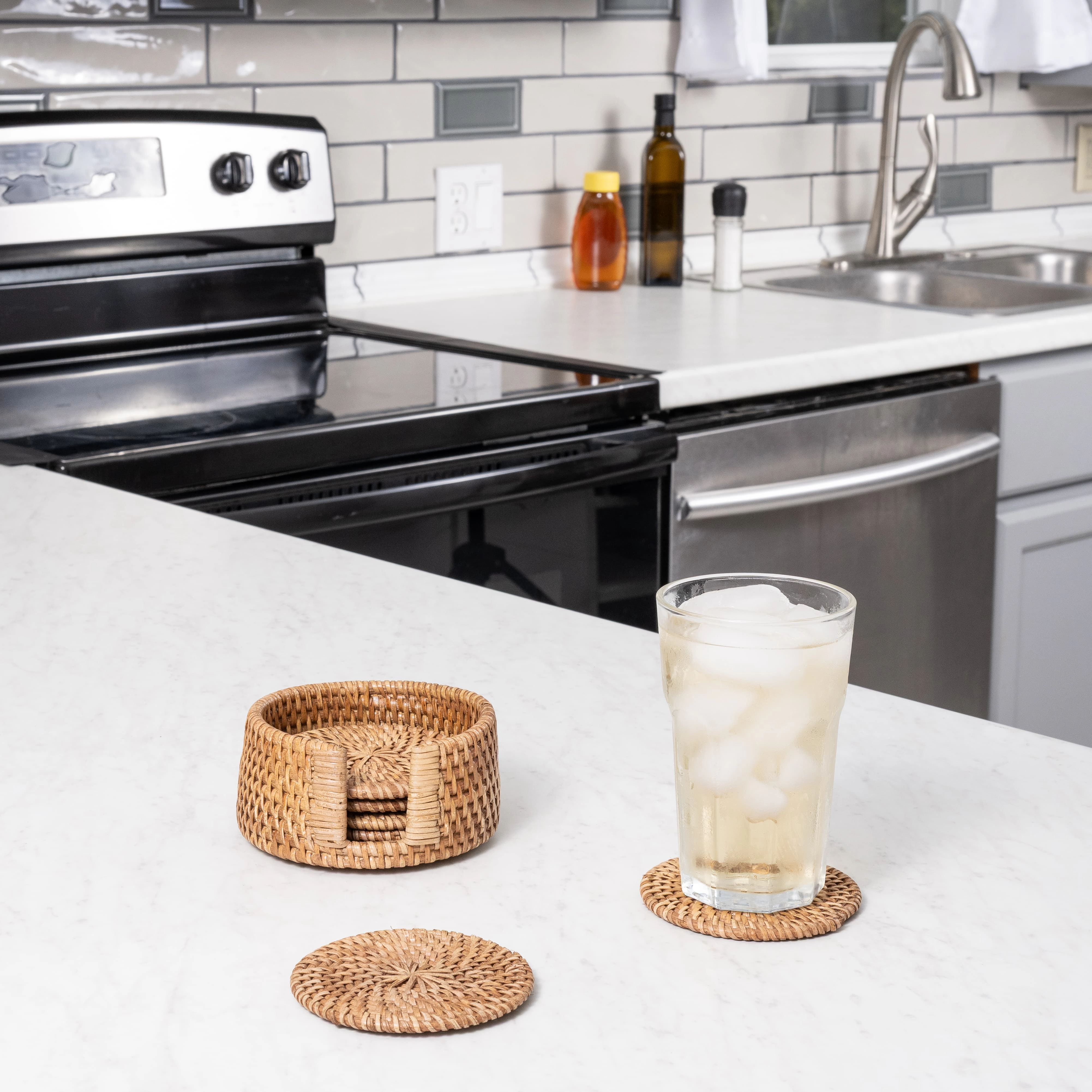 Saboga Home™ Round Coasters with Box - 7 Piece Set