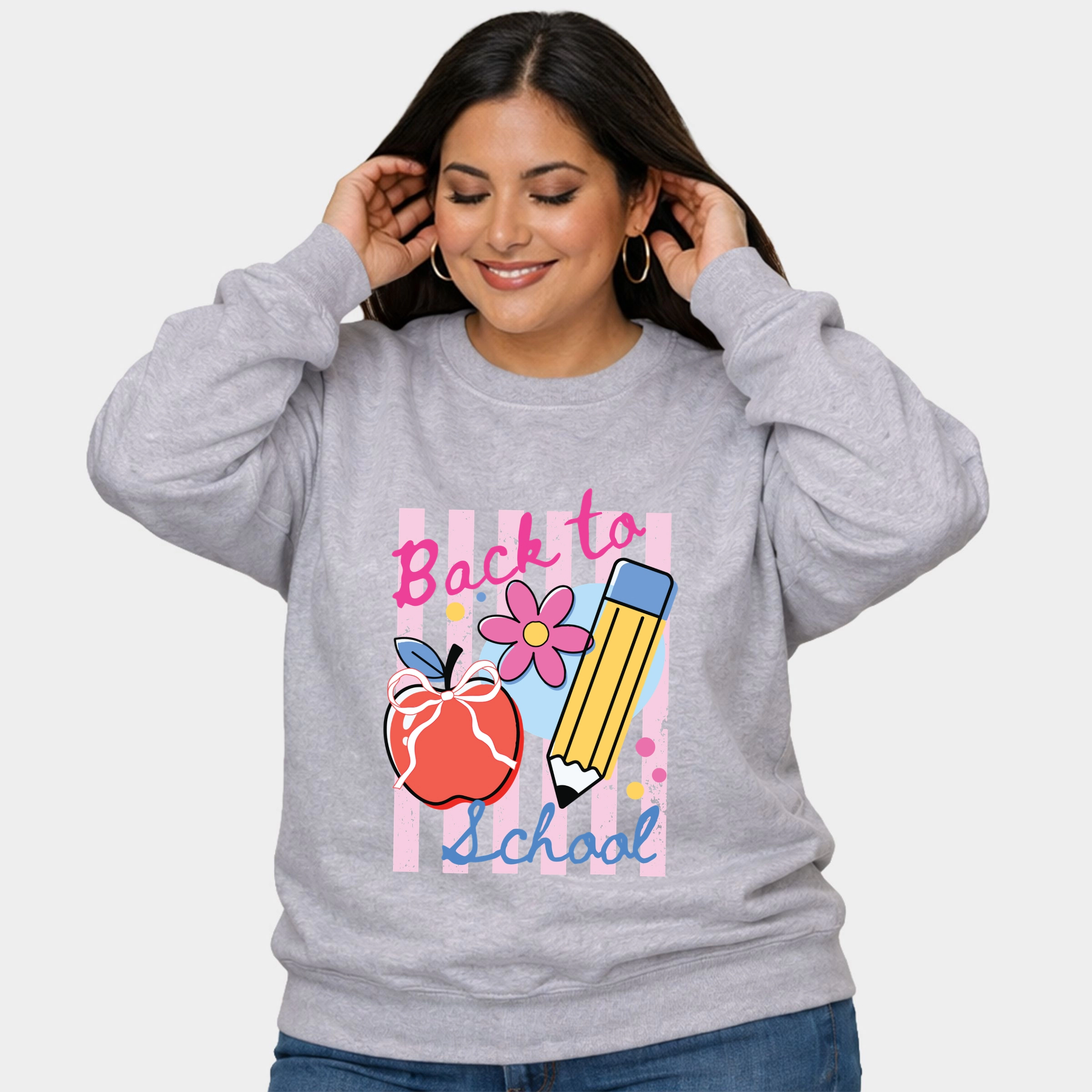 Simply Sage Market - Back To School Stripes  Women's Plus Sized Graphic Sweatshirt