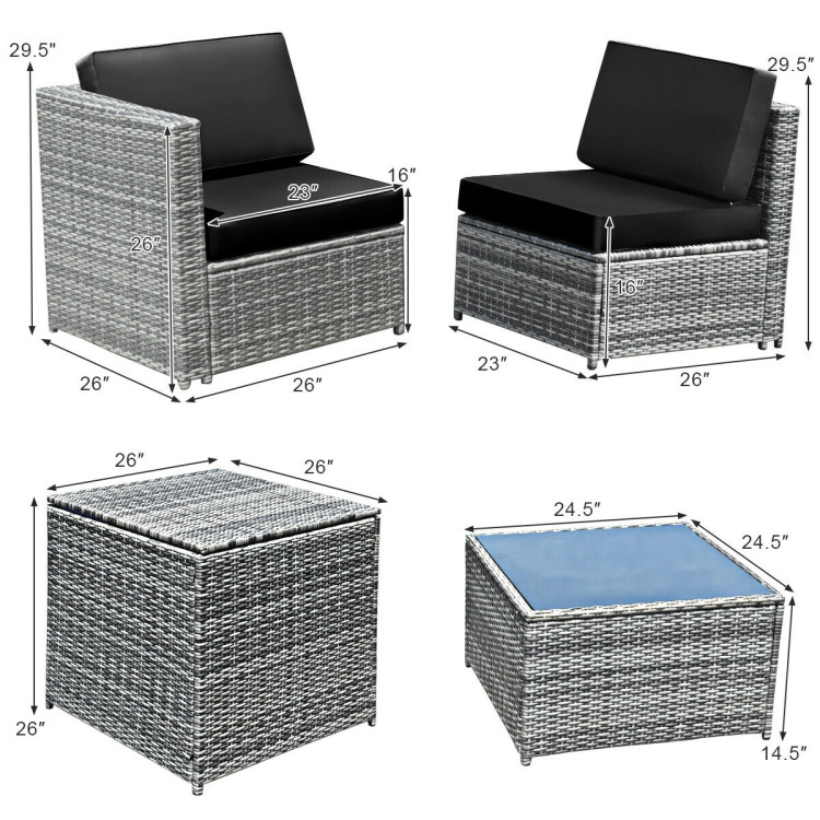 Hivvago 8 Pieces Wicker Sofa Rattan Dining Set Patio Furniture With Storage Table