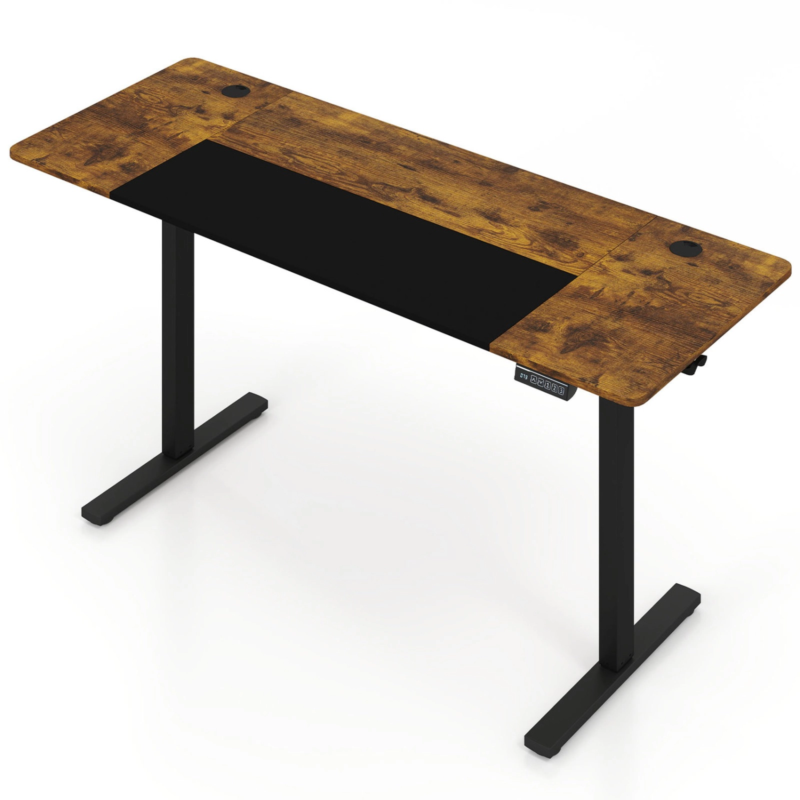 SUGIFT 63 in Rustic Brown Electric Standing Desk, Dual Monitor, Adjustable Height