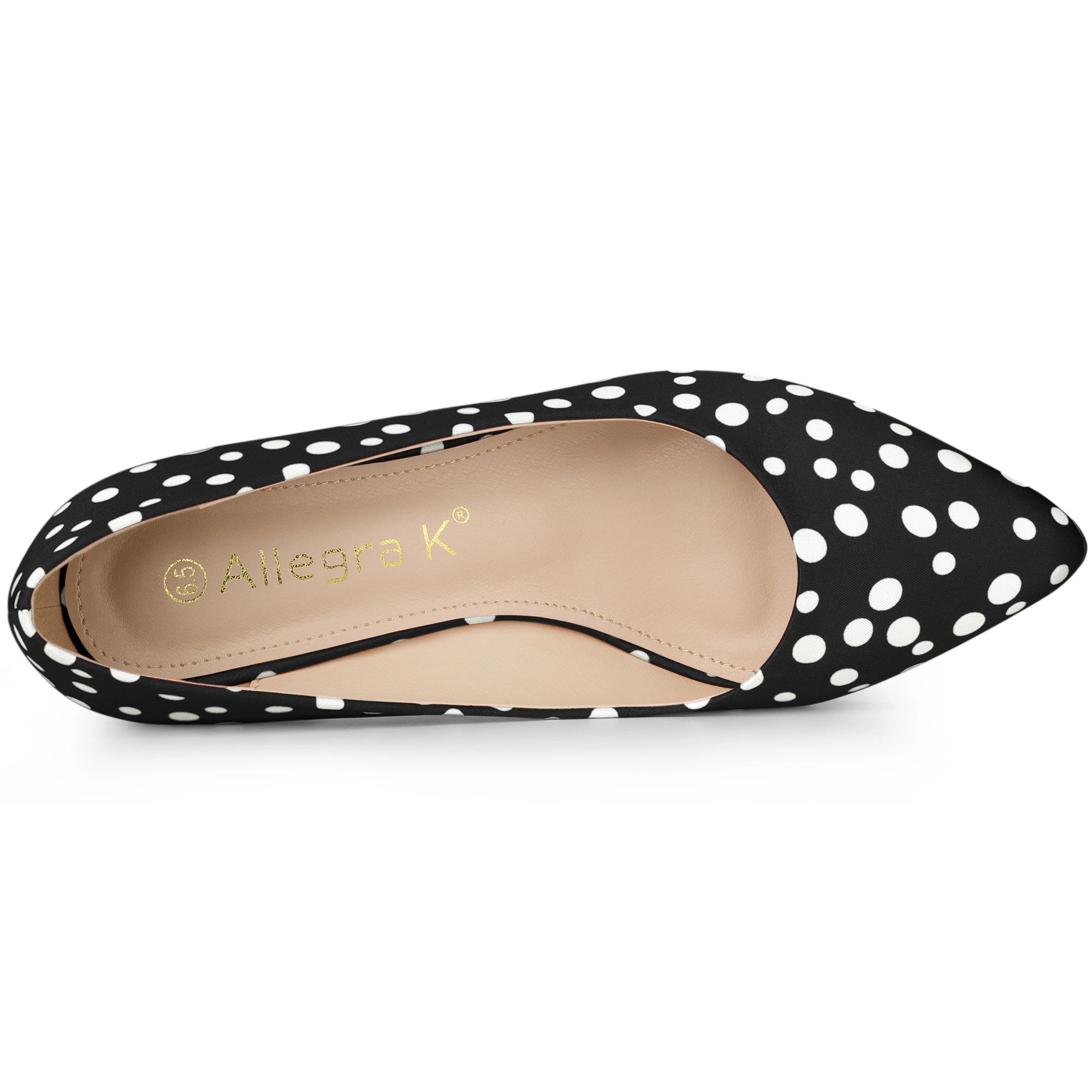 BLISSFUL STEP Women Satin Polka Dots Pointed Toe Kitten Heels Pumps